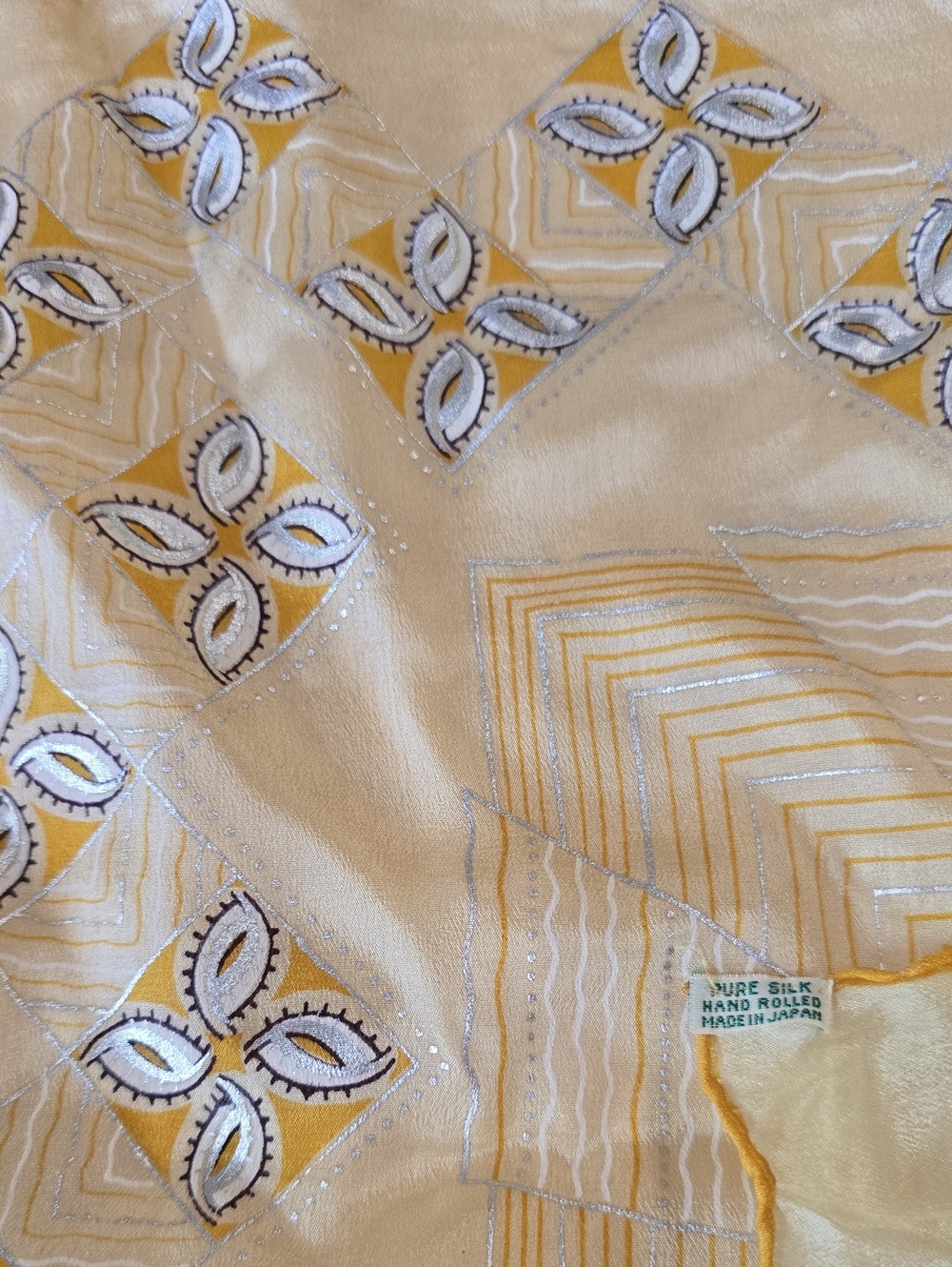 Pure Silk Hand-Rolled Yellow And Gold Scarf - Made in Japan